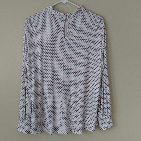 Loft Outlet Pleated Rayon Blouse XL Red White - Picture 7 of 11